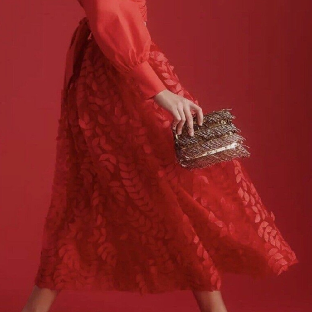 Anthropologie Red Leaf skirt